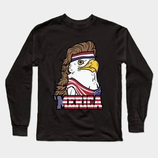 4th of July American Bald Mullet Eagle 'Merica Shirt Long Sleeve T-Shirt